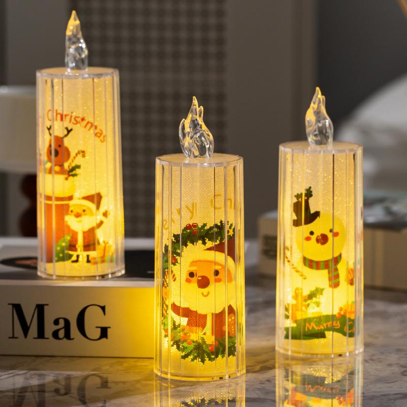 Christmas DecorationsTransparent Crystal Simulation Electronic Candles Festive Decorations Desktop Ornaments Night Lights