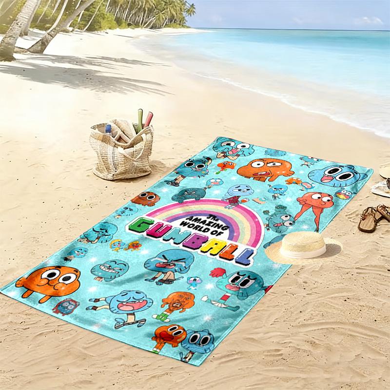 The Amazing World of Gumball Cartoon Print Beach Towel, Large Soft Quick Dry Towel for Beach Camping Swimming