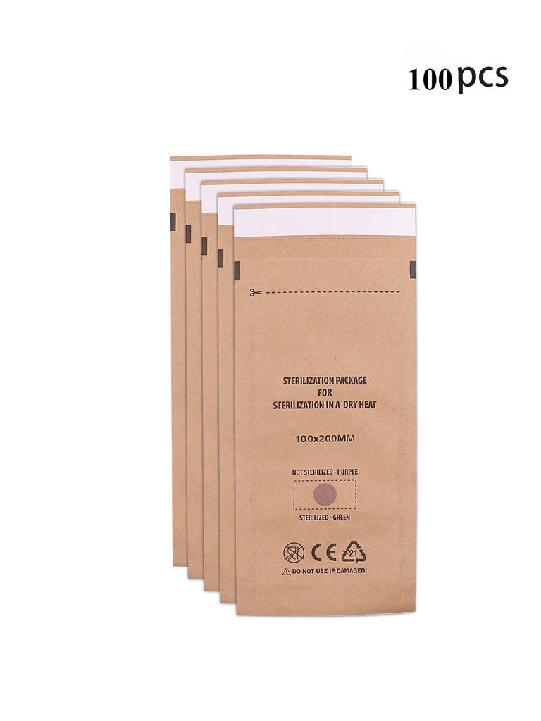 100 Stück Einweg-Maniküre-Kraftbeutel Nailart-Sterilisator Nägel Sauber Sterilisationsbeutel Maniküre-Zubehör UV-Desinfektionswerkzeuge