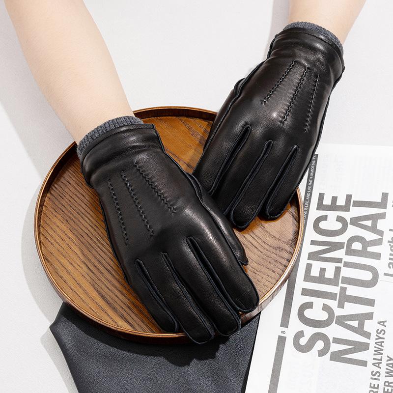 Sheepskin Genuine Leather Gloves Full Finger Warm Cycling Clothing and Fashion Accessories for Autumn and Winter