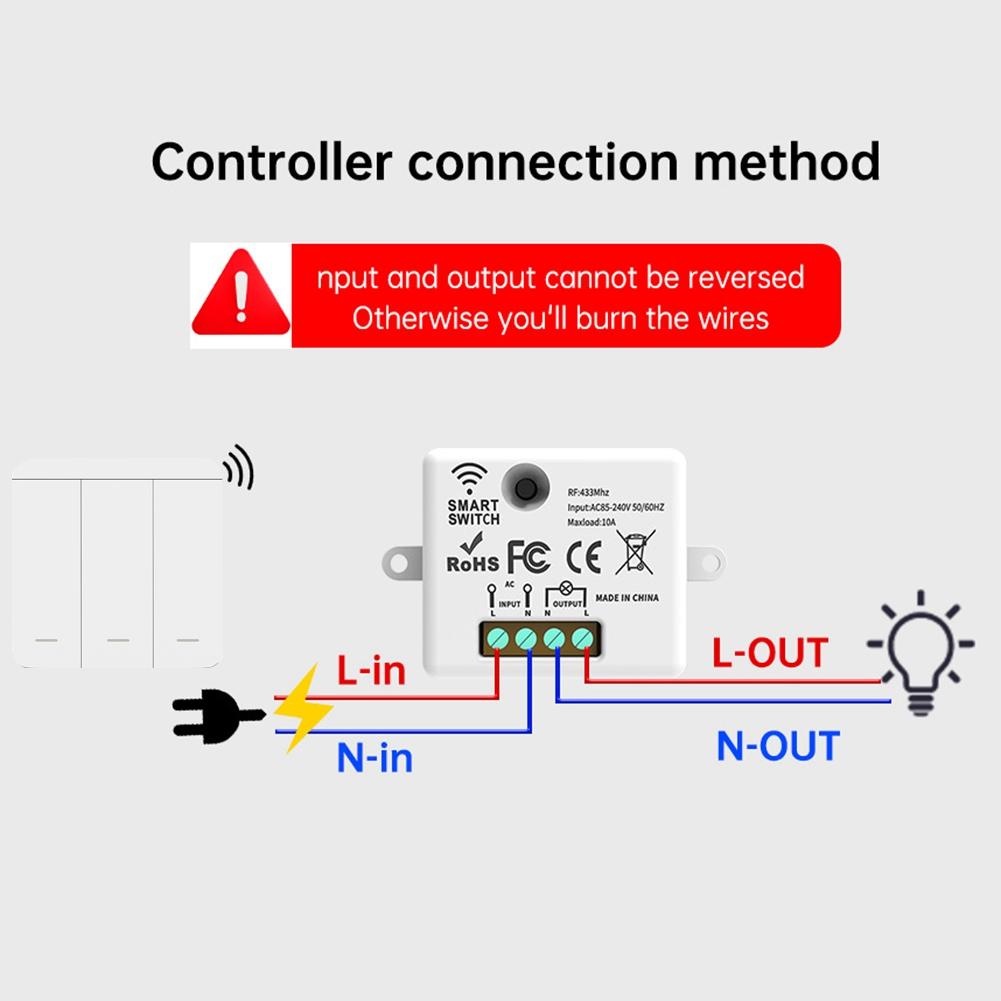 AD23-3PCS Wireless Light Wall Switch RF 433Mhz Relay Receiver With 1X 3Gang Panel Switch LED Remote Control For LED Lamp