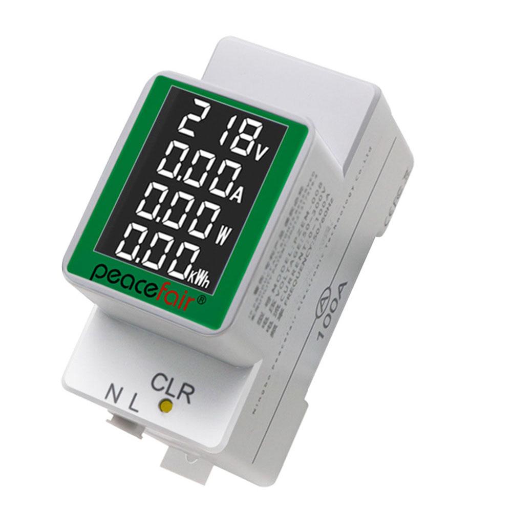 

Din Rail Wattmeter Voltmeter Ammeter Power Meter AC50-300V Volt Amp Power Factor Time Energy Voltage Current Monitor