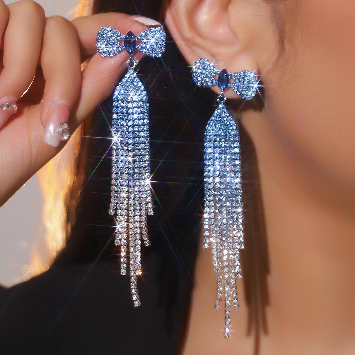 

Свадебные серьги, выпускные серьги, новые продвинутые серьги с длинными кисточками и бантами, темпераментные женские серьги, 1 пара