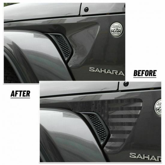 Carbon Fiber Side Fender Vent Sticker Trim US Flag for Jeep Wrangler JL JT 2018+