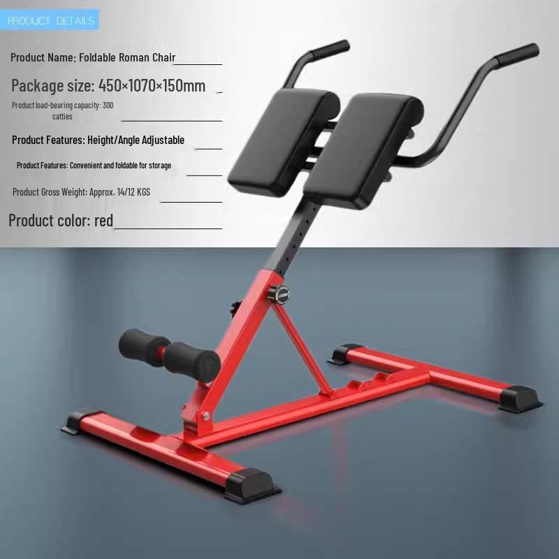 Foldable Adjustable Roman Chair & Dumbbell Bench for Leg & Back Muscle Fitness