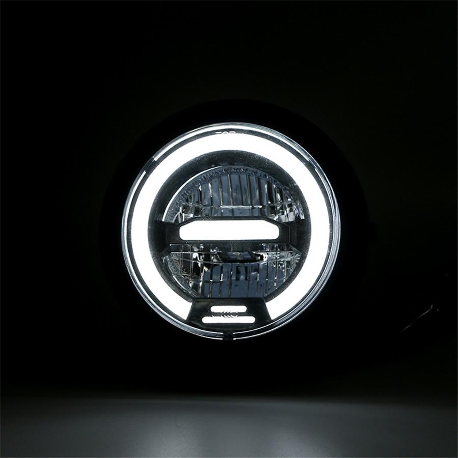Universal Retro Motorcycle LED Headlamp Daylight White Halo Angel Eye Headlight
