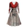 Kvinners mote V-hals Ruffle Langermet Halloween Print Slim Fit Gown Casual Dress