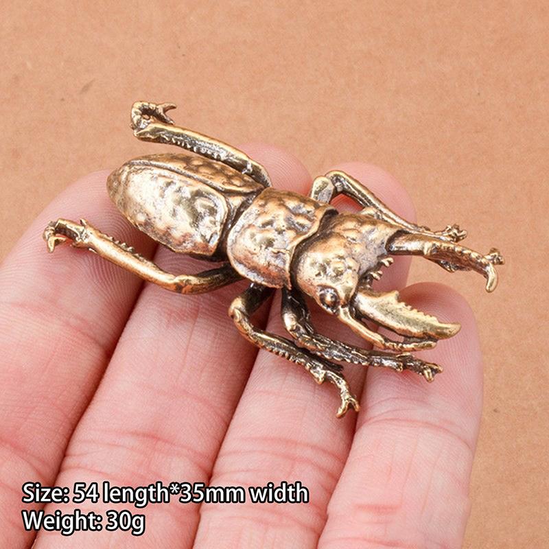 3 Style Available Beetles Miniature Figurine Small Desk Decoration Vintage Copper Insect Tea Pets Ornament Home Decor Accessory