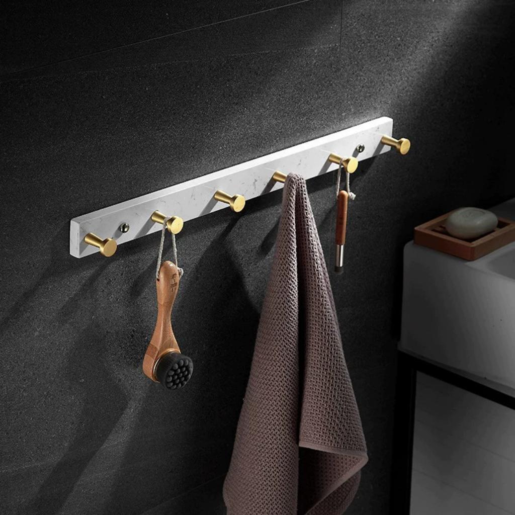 Marble Towel Hook Wall Mount Brushed Gold Towel Hanger, Robe Hooks Bathroom Clothes Hooks,Bathroom Hardware,kitchen Hook