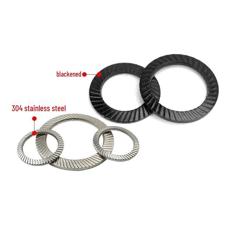 Double-Sided Serrated Lock Washer, 65Mn Steel & 304 Stainless, Anti-Loosening & Anti-Slip, Self-Locking