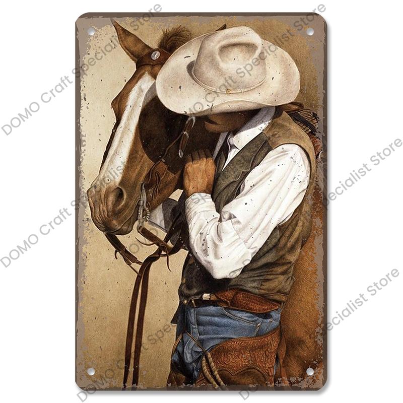 

Вестерн Ковбої. Вінтажний плакат. Металеві жерстяні знаки. Самотній рейнджер. Кінь. Ретро металева пластина. Настінний декор для жокейського клубу. Паб. Печера людини. 20x30cm（7.8x11.8inch）