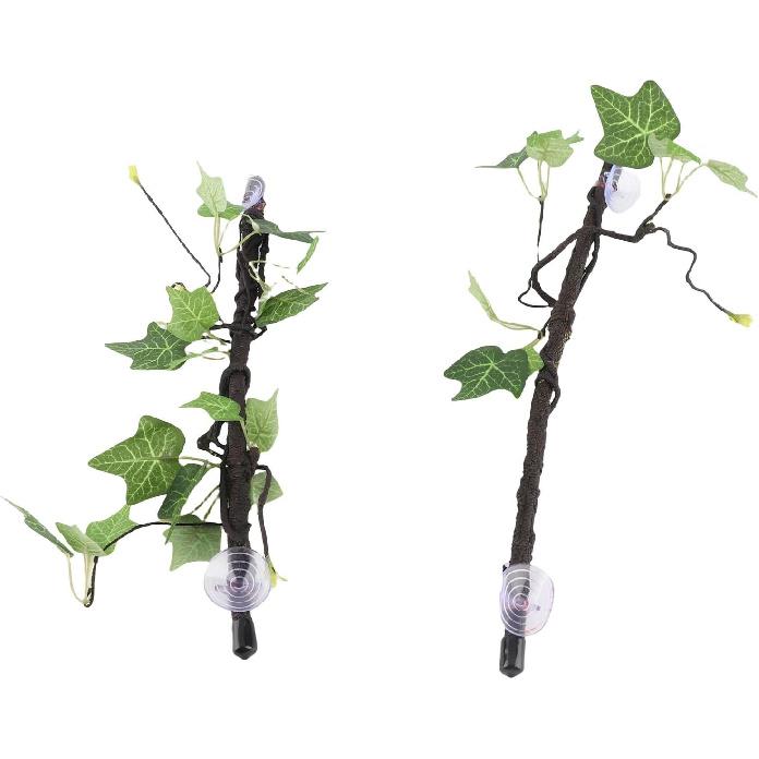 Reptile Corner Branch, 2 Pcs Plastic Strong Durable Imitation Bendable Jungle Climbing Vine Suction Cup Design Flexible Terrarium Plant Decoration