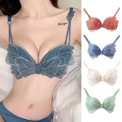 Seksi Pedler Tel Ücretsiz Push-up Sütyen Kaldırma Omuz Askıları Bayan Sutyen Kelebekler Şekil Bandeau Sutyen