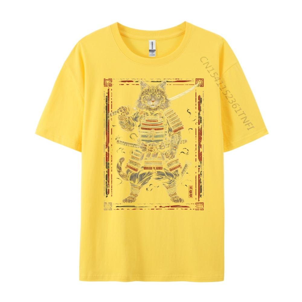 Cat Samurai Ninja Cat Samurai Art Ukiyo E Hiphop Streetwear Camiseta Masculina Korean Brand T Shirt Cotton Comfort Tshirt Crazy
