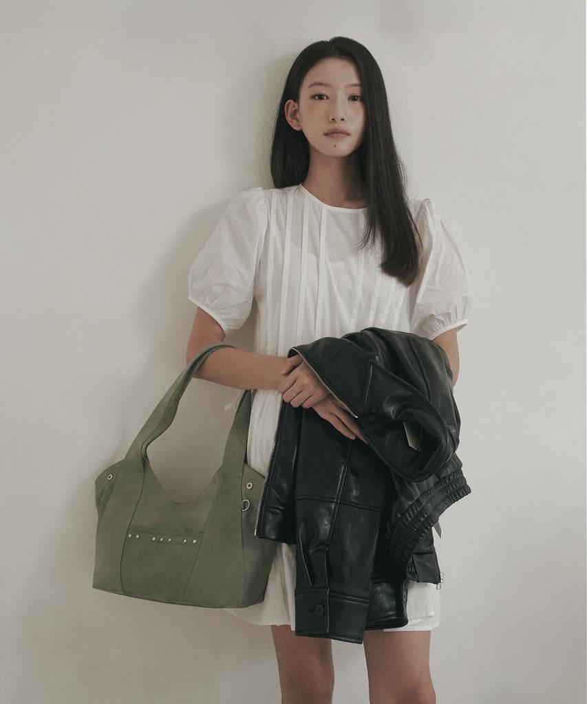 Verdan Aube Suede Shopper Bag_Green