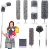 Microfiber Duster for Cleaning Fan, High Ceiling, Blinds, Furniture, Cars , 9PCS Extendable Feather Duster (Stainless Steel) 30 to 100 Inches,