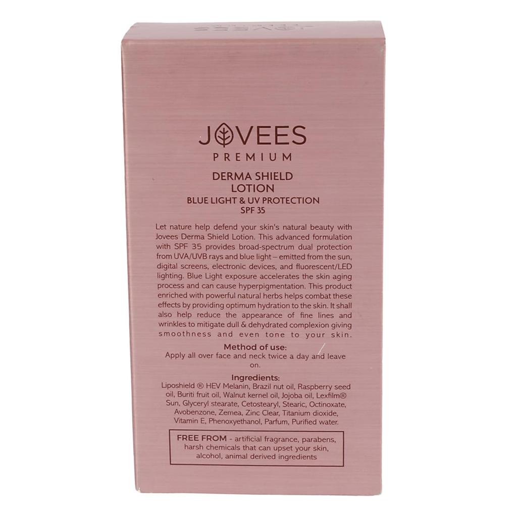 Jovees Premium Derma Shield Lotion SPF 35 | Broad Spectrum Blue Light & UV Protection | Lightweight Hydrating Daily Face Cream 50ml