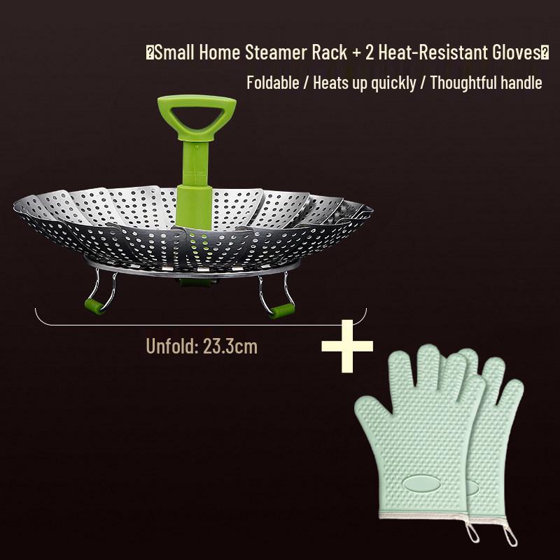 Stainless Steel Foldable Steamer Basket for Vegetables and Bread Cooking