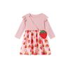 Girls' Long-Sleeved Round-Neck Dress, Spring and Autum Kidsren's Clothing, Cute Strawberry Kidsren's Princess Dress, Baby Casual Dress