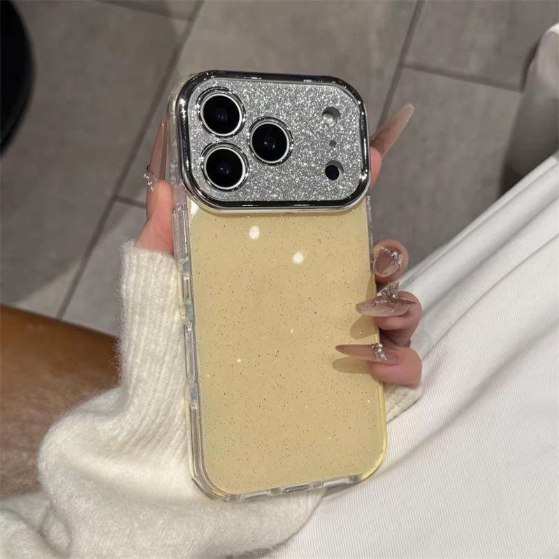 Glitter Big Window iPhone 17 Pro Case with Apple 16 Pro Lens Film for 14 & 15 Pro Models.