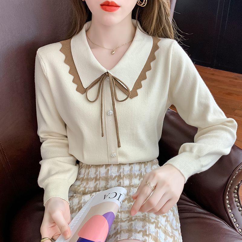 Pulover din tricot cu fundă pentru femei Undercover, toamnă și iarnă, cu guler pentru păpuși, pulover la modă