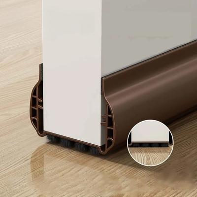 1pc PVC Door Bottom Sealing Strip with Brush Multiple Dustproof Soundproof Washable Weather Strip Snap-In Mount Stripping