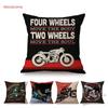 Motorcycle Art Biker Club Decoration Throw Pillow Case Us Retro Letter Print Free Spirit Motorbike Cotton Linen Cushion Cover