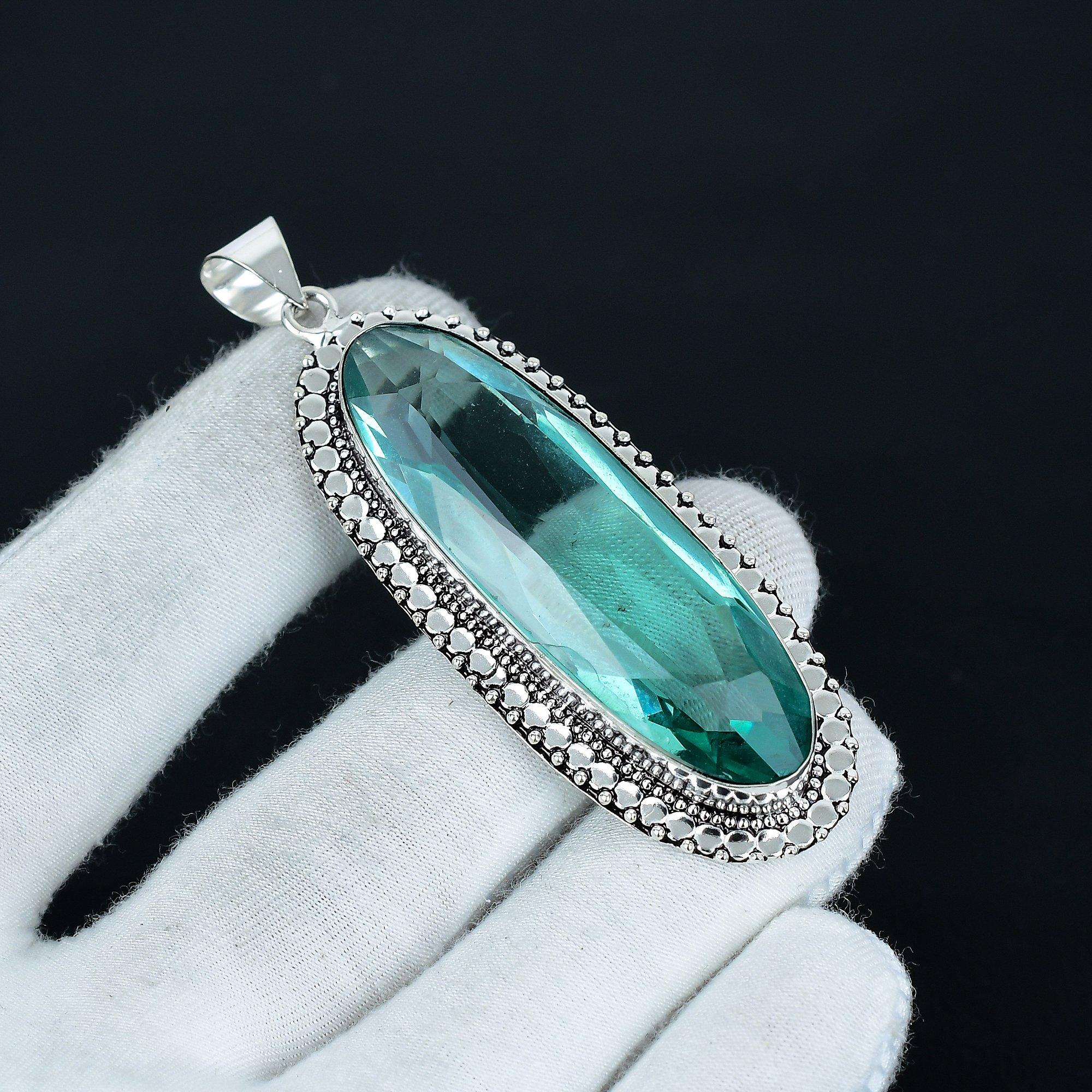 

Красивый кулон из аква-апатита, кулон из стерлингового серебра 925 пробы, кулон ручной работы, антикварный кулон, кулон с драгоценным камнем аква-апатит, подарок для вечеринки 2.56 зелёный