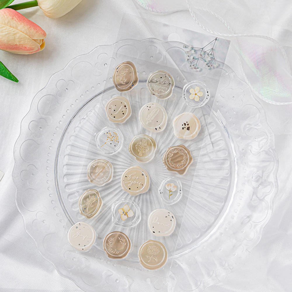 18pcs Vintage Wax Seal Stamp Stickers DIY Scrapbooking Journal Planner Decorations Envelope Plastic Sealing Wax Labels
