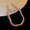 Diamond-encrusted zircon square necklace European and American light luxury temperament collarbone chain niche retro versatile jewelry women