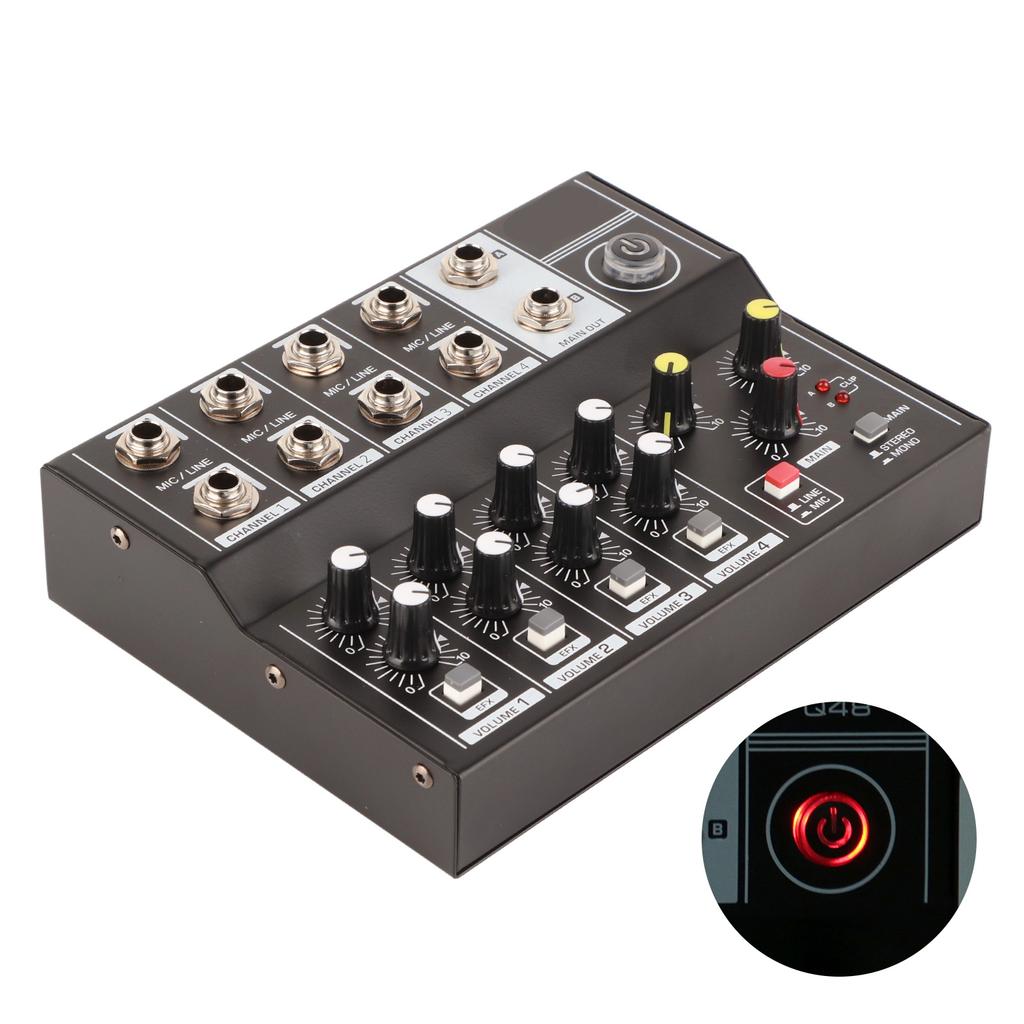 Q48 Portable 8‑Channel Stereo Audio Sound Mixer Karaoke Microphone Amplifier Console