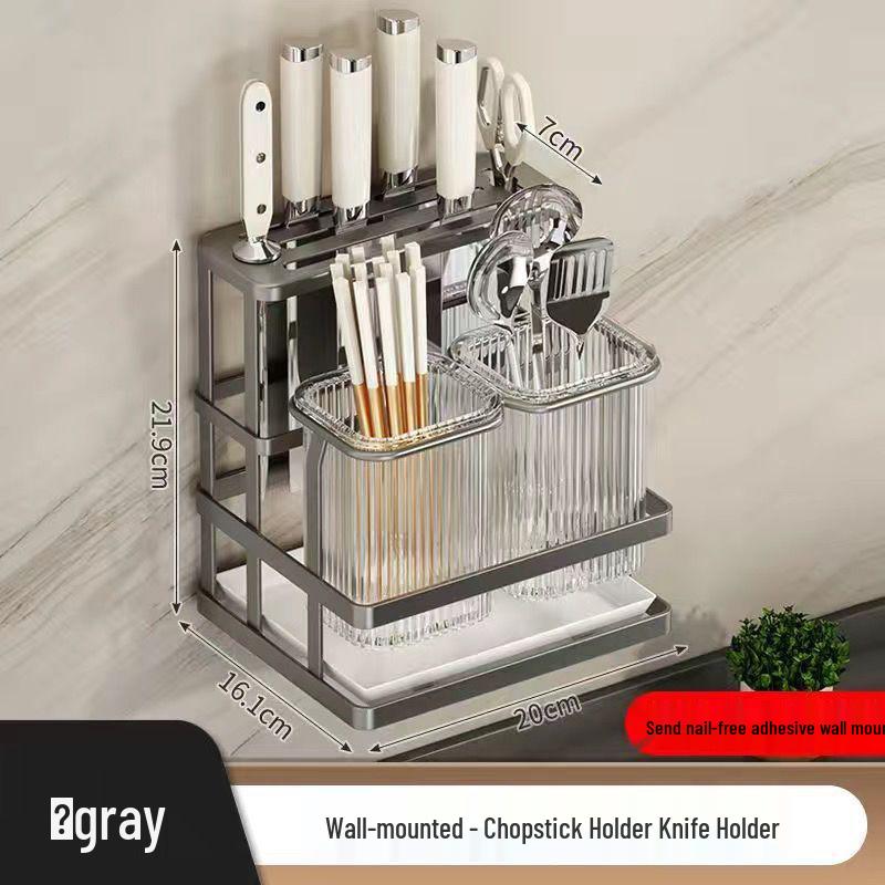 Wall-Mounted Light Luxury Chopstick & Knife Holder Rack