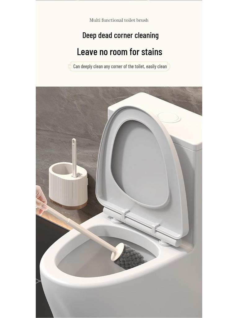 Luxury Wall-Mounted Quick-Dry Toilet Brush Set with Base for Cleaning Bathroom Corners