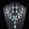 Fashion Necklace And Earrings Set - Leaf And Droplet Wedding Set - Bride's Jewelry Set