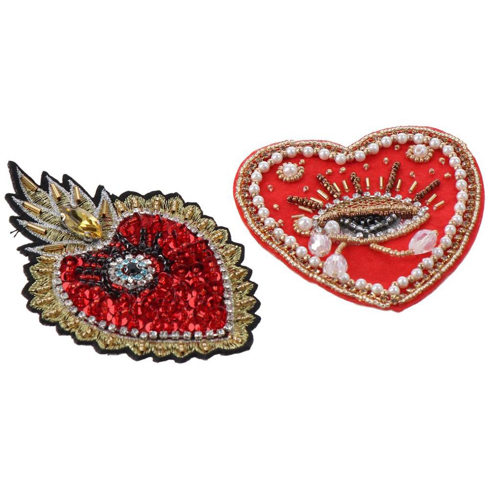 3 Stück 3 Stile Liebe Aufbügeln Glitzer Pailletten Herz Perlen Aufnähen Aufnäher Applikation Kleidung für Handtasche