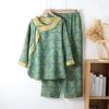 Chinese Style Loungewear Cotton Double Gauze Autumn Pajamas for Women Long Sleeve Pants Round Neck Pijamas 2 Piece Sets