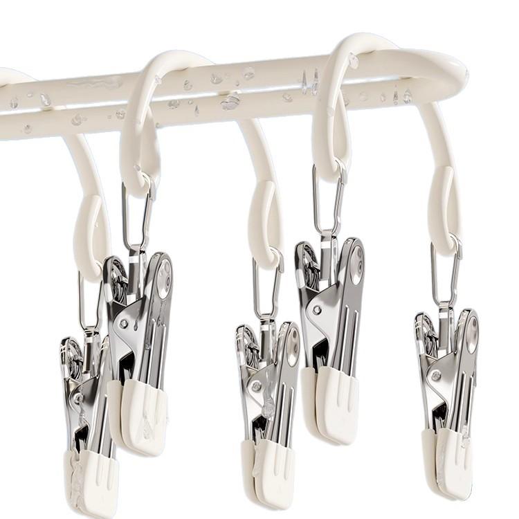 Multi-clip socks drying rack Household stainless steel windproof hanger Baby socks clip Balcony drying underwear hanger