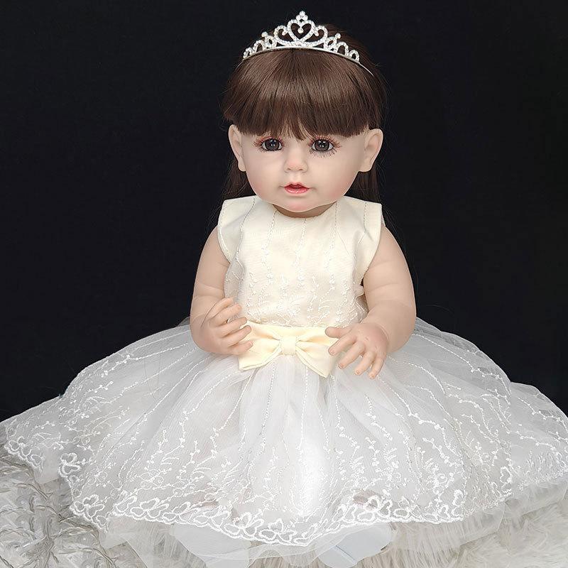 

55cm Lifelike Reborn Dolls Baby Soft Glue Rebirth Doll Cute Girl Toy Princess Gift Doll Accompanying The Doll Children s Toys Full set (doll+clothes)