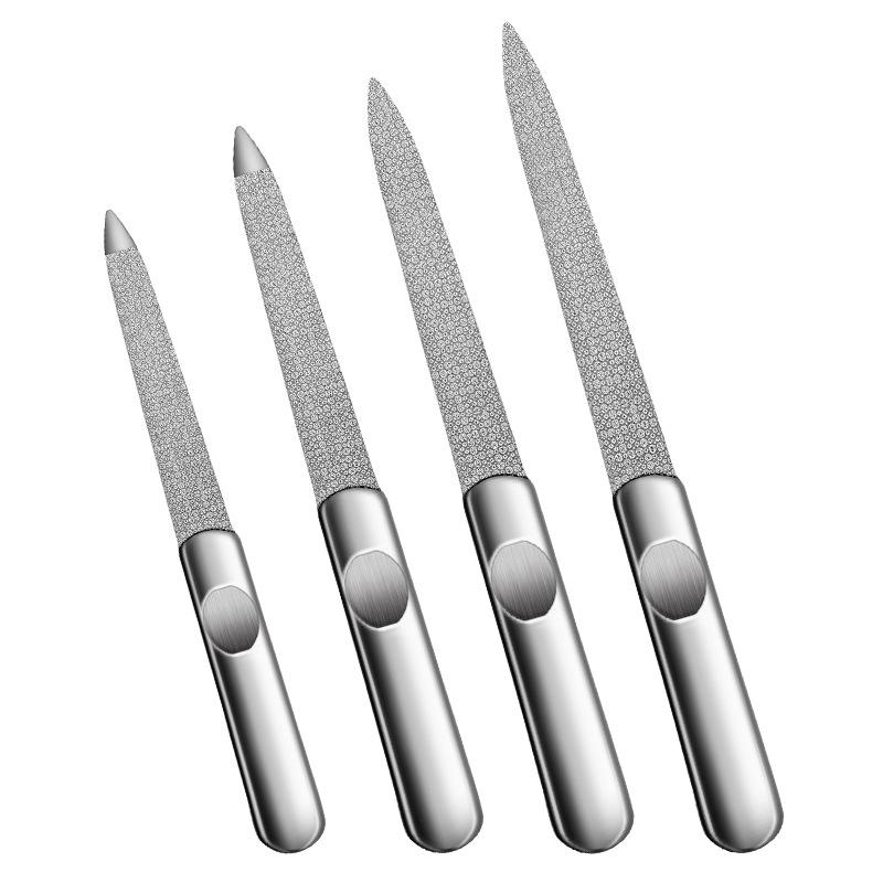 Double-Sided Stainless Steel Nail File and Buffer Set with Frosted Finish