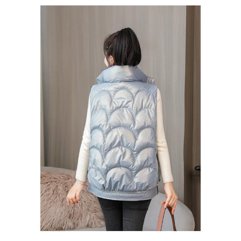 

Down Cotton Vest Autumn and Winter Short Loose Thickened Versatile Glossy Vest XL сірий колір