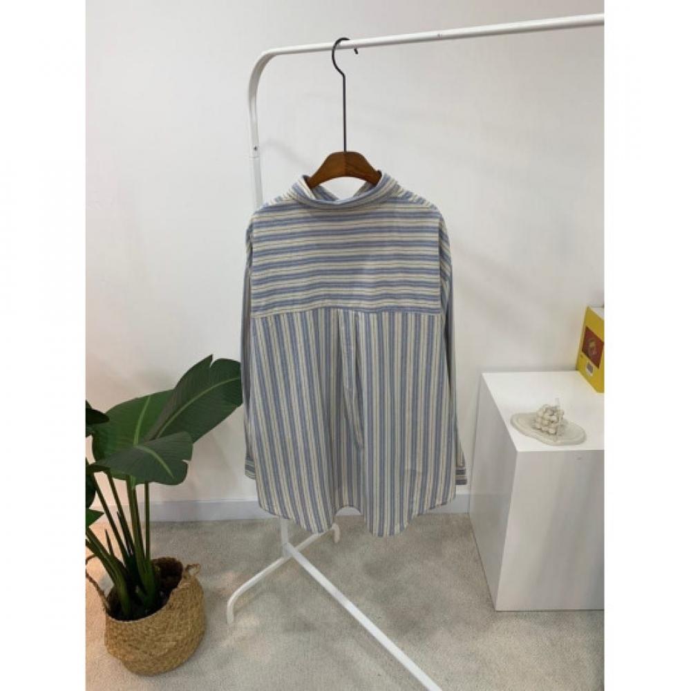 C S In The Room Long Sleeve Stripe poCket pIntuCk Shirt 2Color