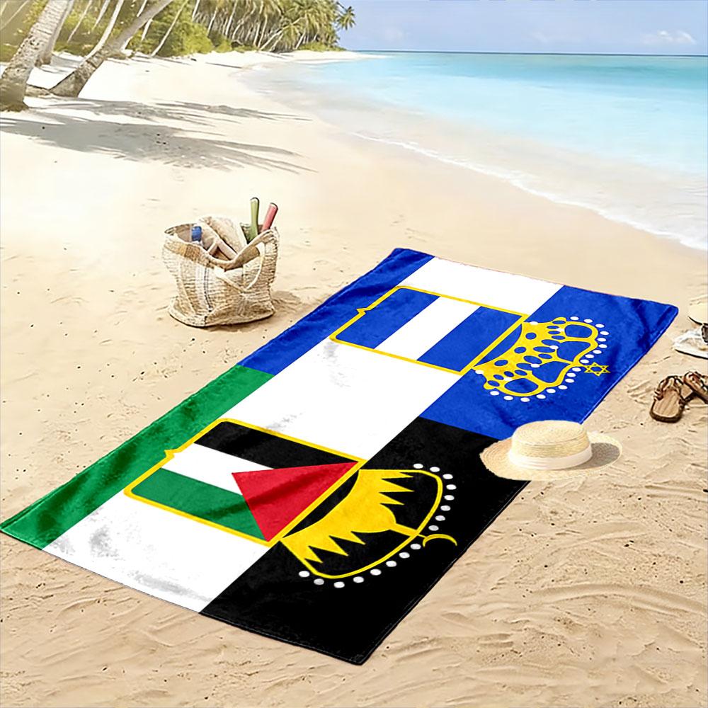 Giant Beach Towel with Composite Royal Crown Heraldic Flag, Ultra Soft Quick Dry Microfiber, Fade Resistant, for Pool Beach Vacation