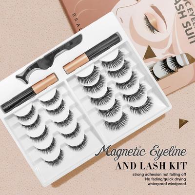 Magnetic Eyelash Curling Set with Glue-Free False Lashes - 10 Pairs Mixed