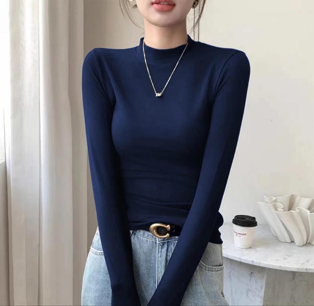 2024 Ancola Red Women’s Slimming Long Sleeve Top - High Quality Spring/Autumn Wear