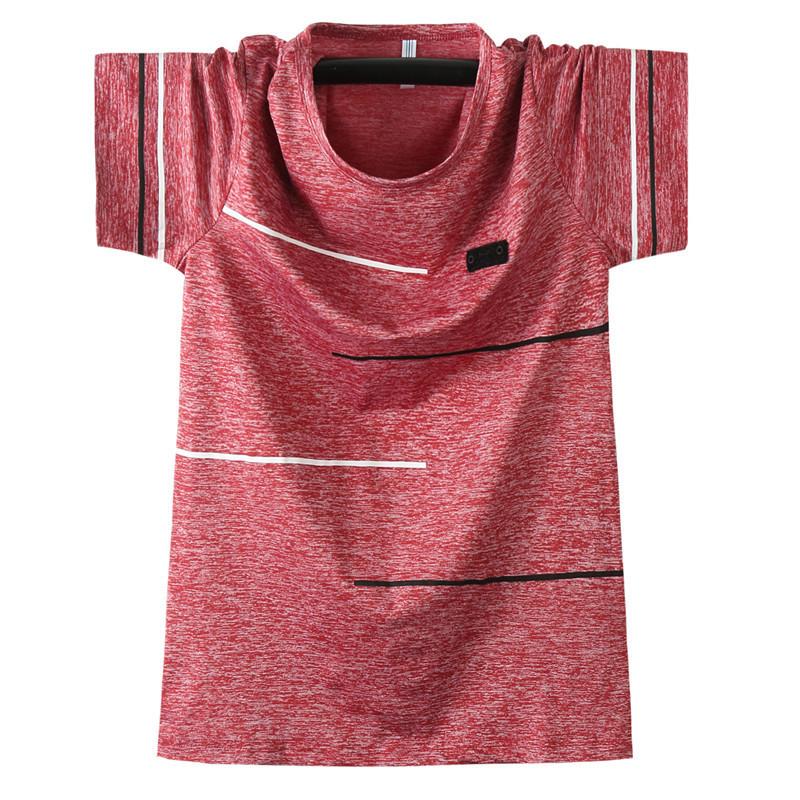 Stor Størrelse Sommer Tynn Iskald Silke Hurtigtørkende Kortermet T-skjorte for Herre Genser Slim Fit Rund Hals Halv Erm