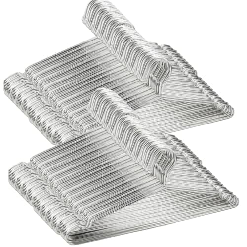 Stainless Steel Hangers [Unisex Stainless Steel Hangers] Set of 100 Stylish Laundry Hangers, Thin, Bulk Purchase, Heavy-Duty Storage, Rust-Resistant,