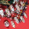 Handmade 3D Christmas Press-On Nails With Santa Snowman Star Acrylic Nail Tips Women Almond Shape