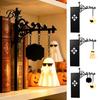 Halloween Party Decoration Library Lantern Bookshelf Lamp, Vintage Metal LED Nightlight for Book Nook Decor, Desktop Decorative Ornament Ghost Reading