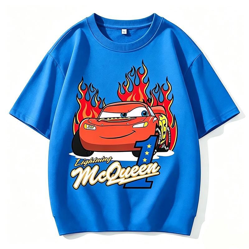 Cars Summer 2026 boys T-Shirt Lightning McQueen Short Sleeve for Boys and Girls Combinable with Everything