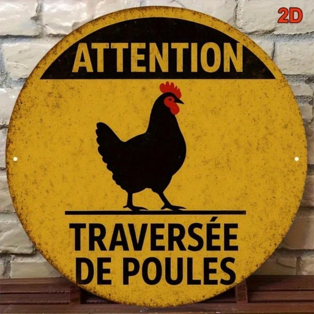 Vintage French Chicken Coop Metal Poster, Wall Art for Fence English: Vintage French Chicken Coop Metal Poster, Wall Art for Fence